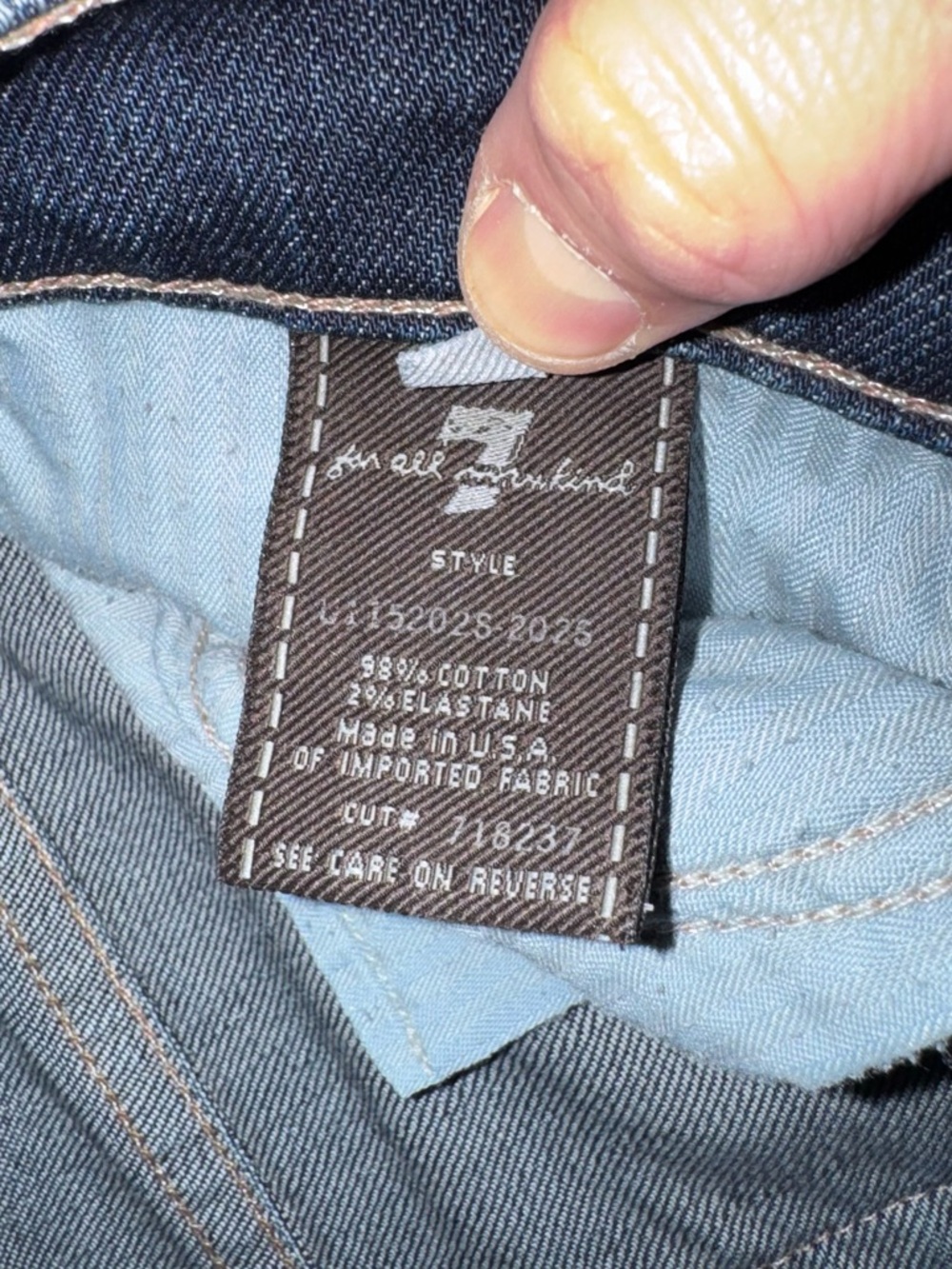 7 For All Mankind Women’s Dark Blue Low Rise Staight Leg/Wide Leg Jeans - Picture 5 of 7